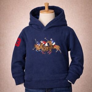 Polo Ralph Lauren Kids Hoodie – Navy | Equestrian Polo Graphic | Size 7